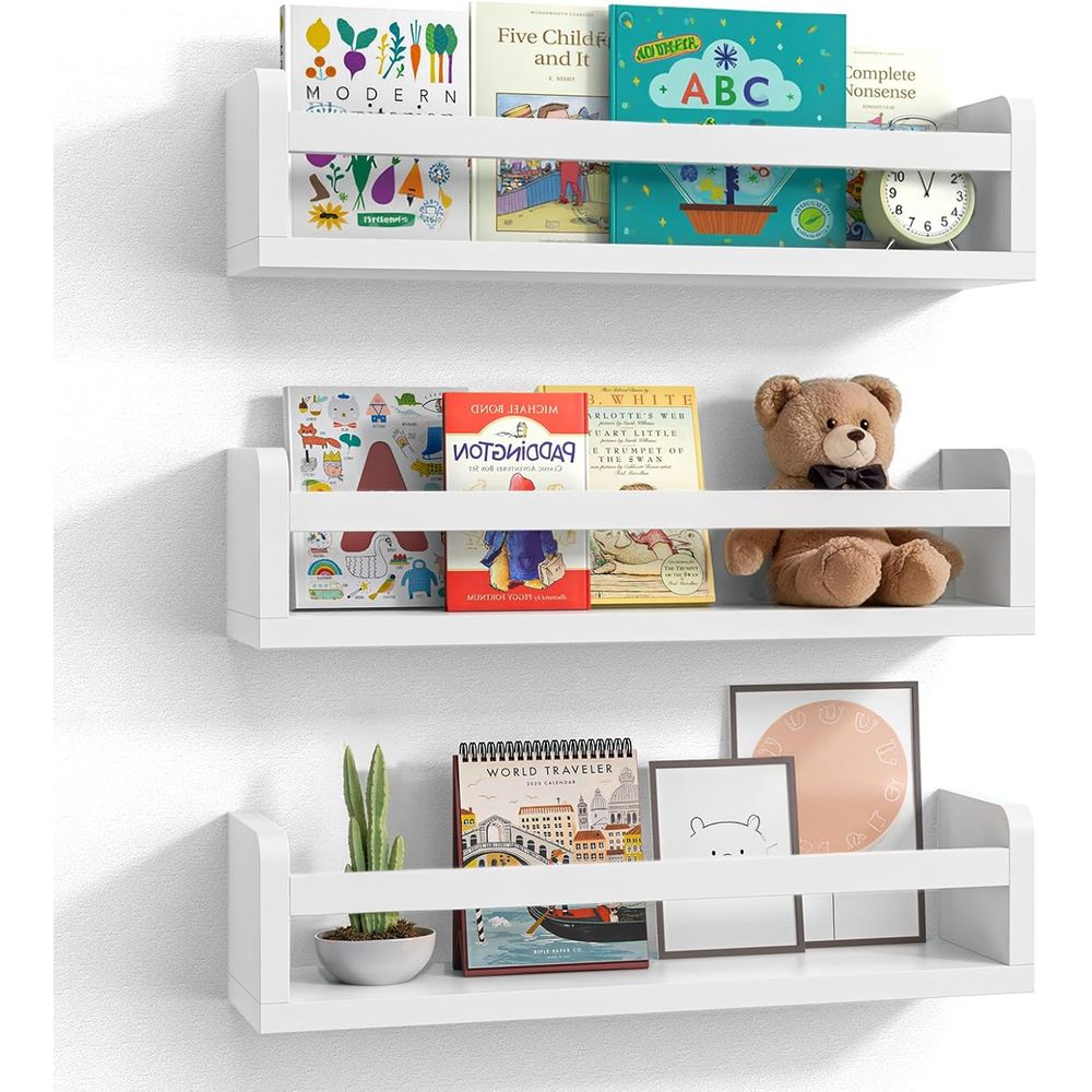 Baby Nursery Bookshelf - Weißes Holz-Bücherregal-Set für Babys und Kinder,