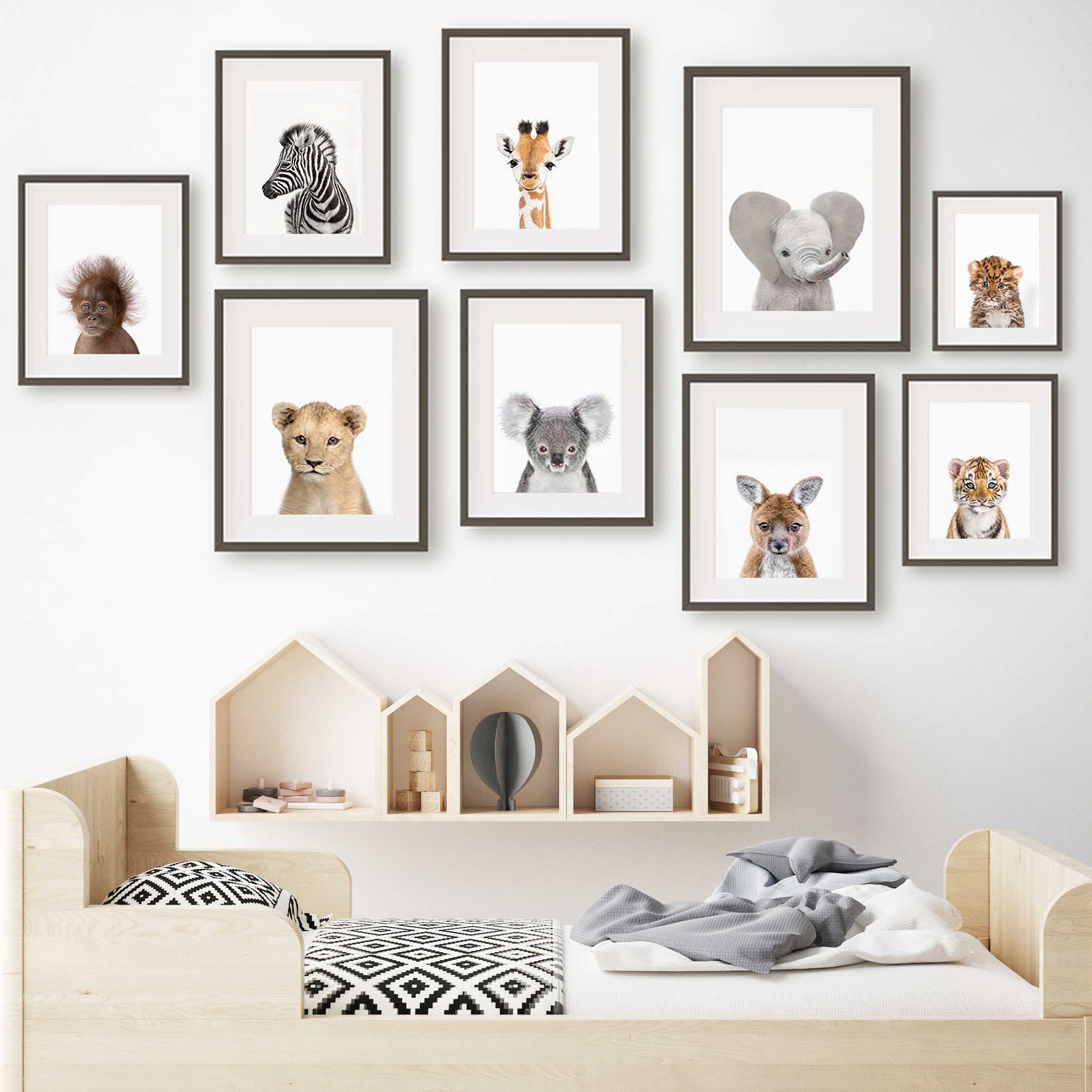 Baby Nursery Jungle Animals - Baby Tier Kinderzimmer Wandkunst Drucke Safari