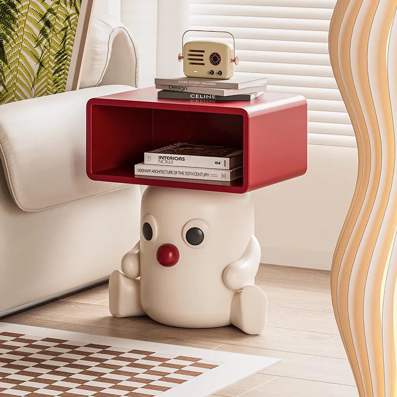Baby Nursery Table - Milchig weißer Baby-Nachttisch mit roter Nase,
