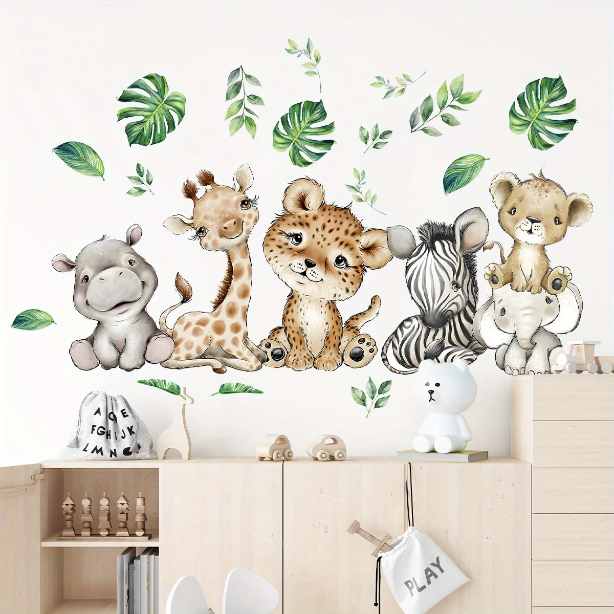 Baby Nursery Wall Decals - 1PC Cartoon Nette Nilpferd Tiger Elefant