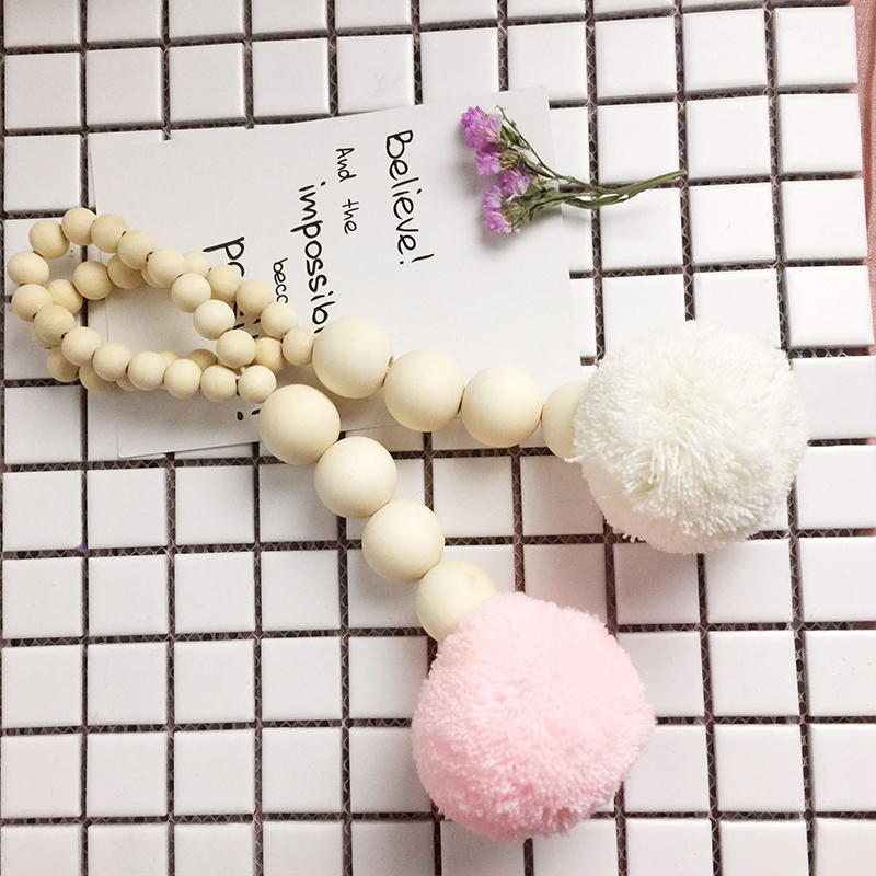Baby Nursery Garland - Holz Perlen Quaste Ball Girlande Wand