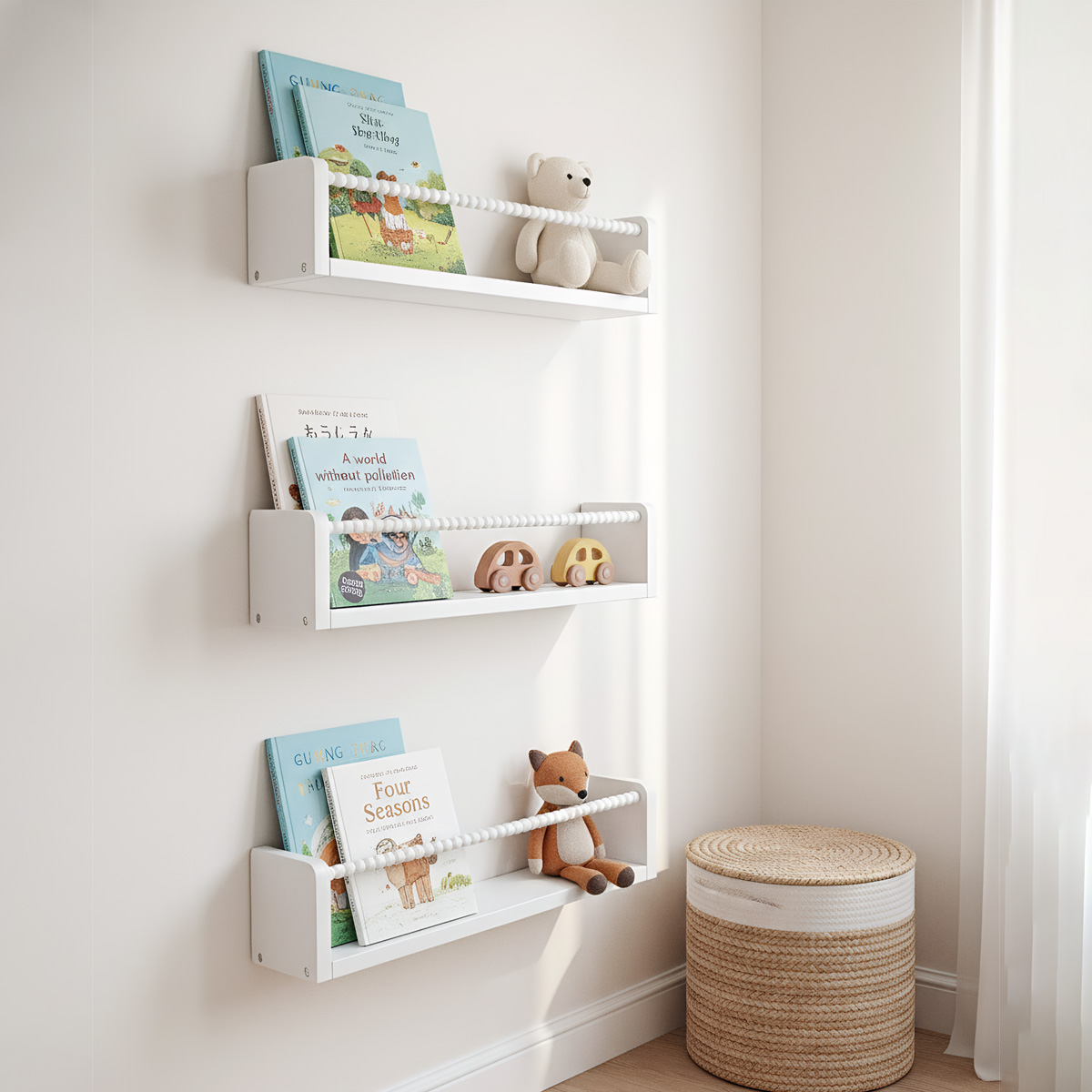 Baby Nursery Bookshelf - Kinderzimmer-Bücherregale, 40 cm Holz-Schweberegale für die