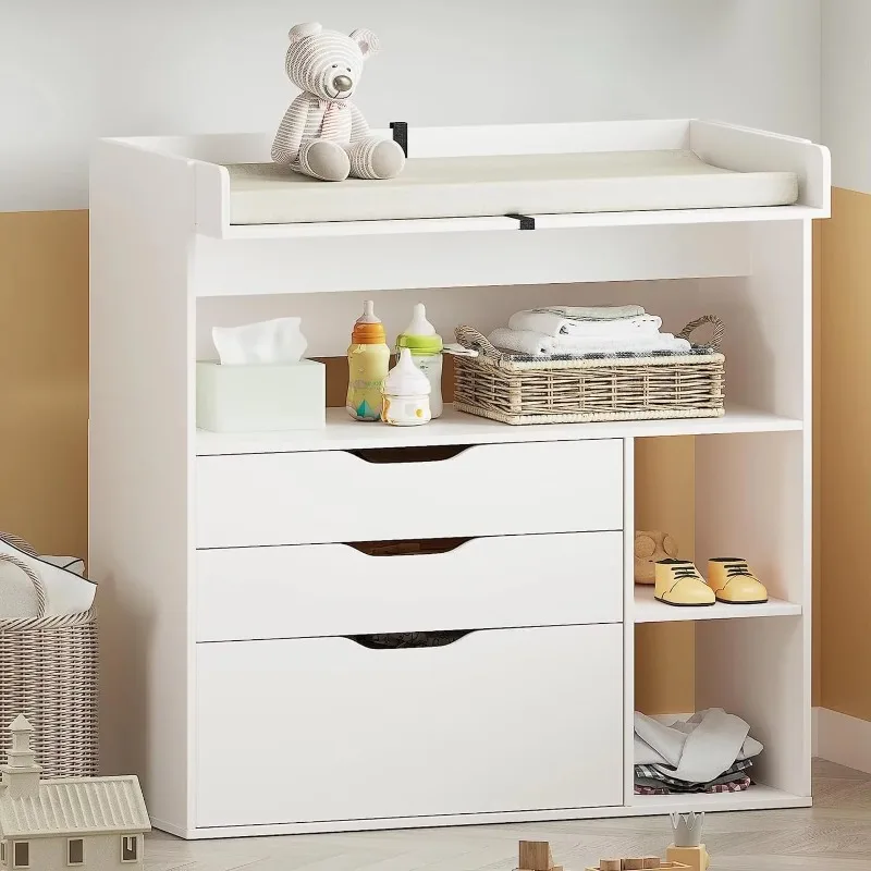 Baby Nursery Table - Moderner minimalistischer MDF-Wickeltisch in Weiß mit