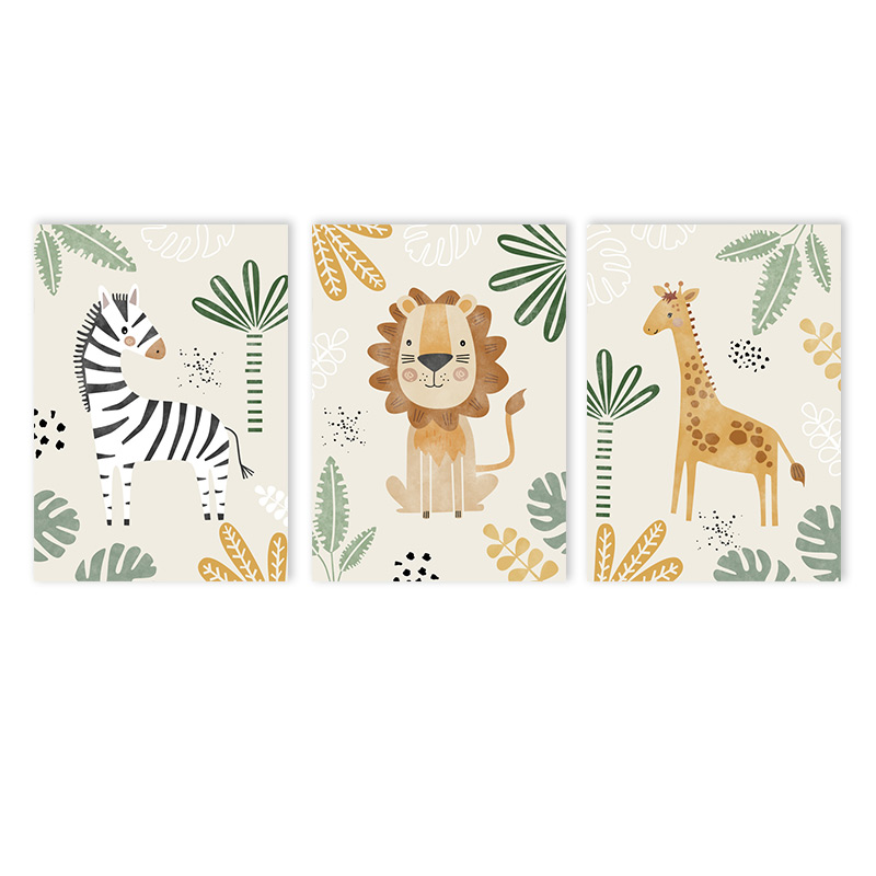 Baby Nursery Jungle Animals - (Ohne Rahmen, 3 Stück) - Niedliches