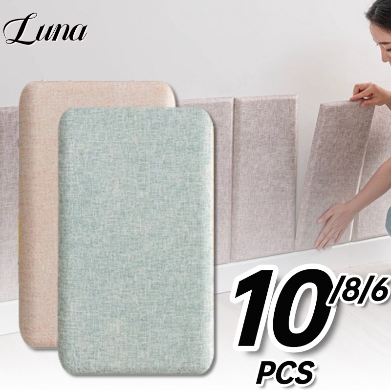 Baby Nursery Vinyl - Leinenstoff 3D-Wandaufkleber Gepolsterte Aufklebbare Wandpaneele Schaumstoff-Kopfteil