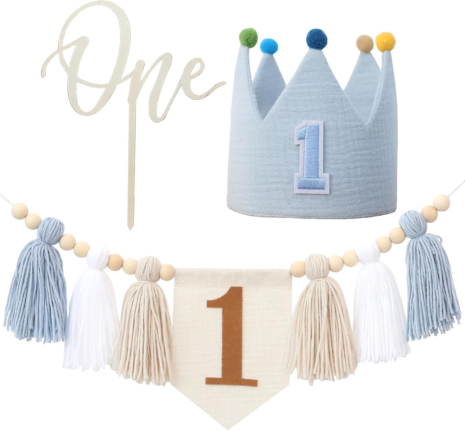 Baby Nursery Chair - Baby-Party-Dekorationen zum ersten Geburtstag, blauer Hochstuhl,