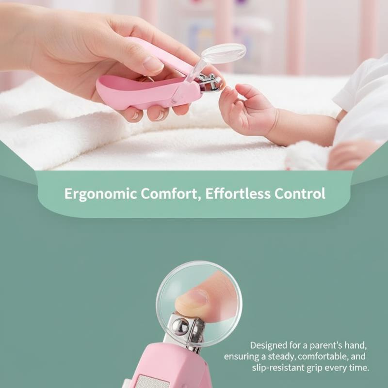 Baby Nursery Unit - Baby-Nagelknipser mit Vergrößerungsglas, sicheres Anti-Kneif-Nagelschneider-Set für