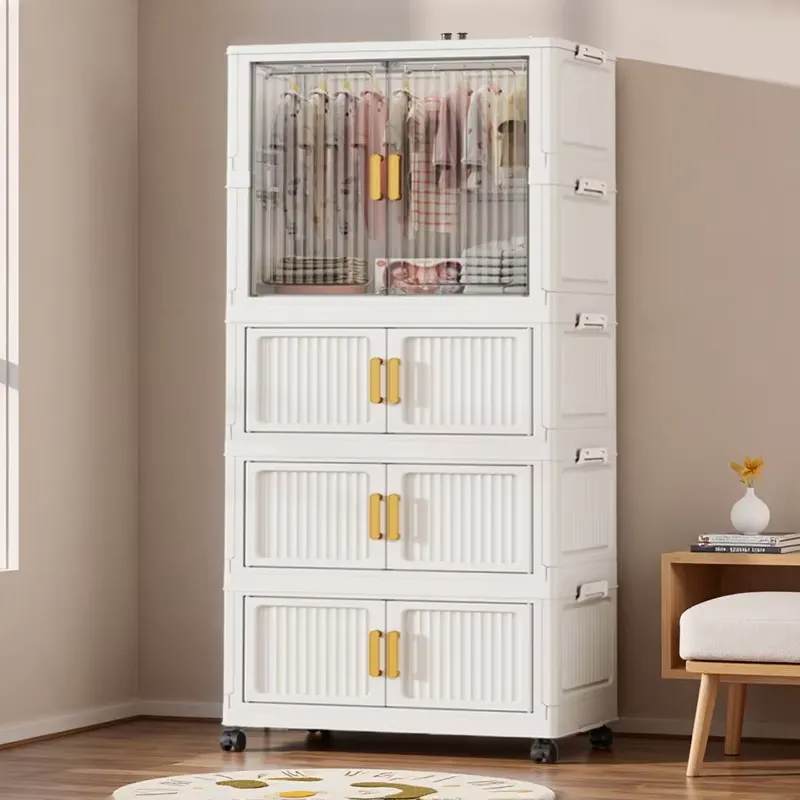 Baby Nursery Unit - 4-Fach Faltbarer Baby-Kleiderschrank, Einfacher Aufbewahrungsschrank für