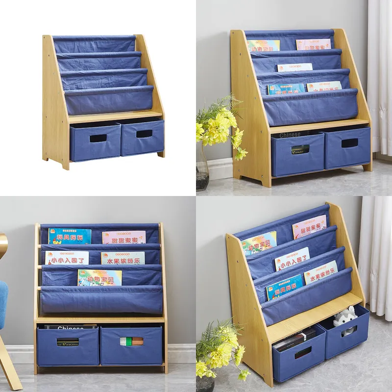 Baby Nursery Unit - Kinder-Bücherregal aus Leinen, mehrschichtiges Aufbewahrungsregal für