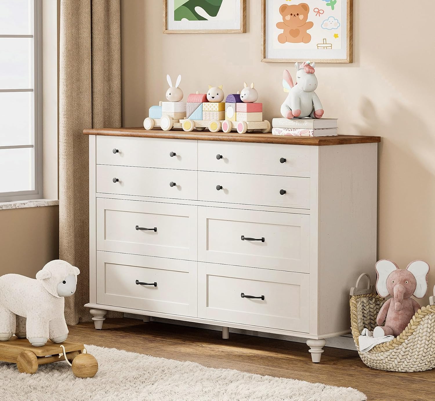Baby Nursery Chest Of Drawers - Moderne Kinderkommode mit 7 Schubladen Aufbewahrungsorganizer