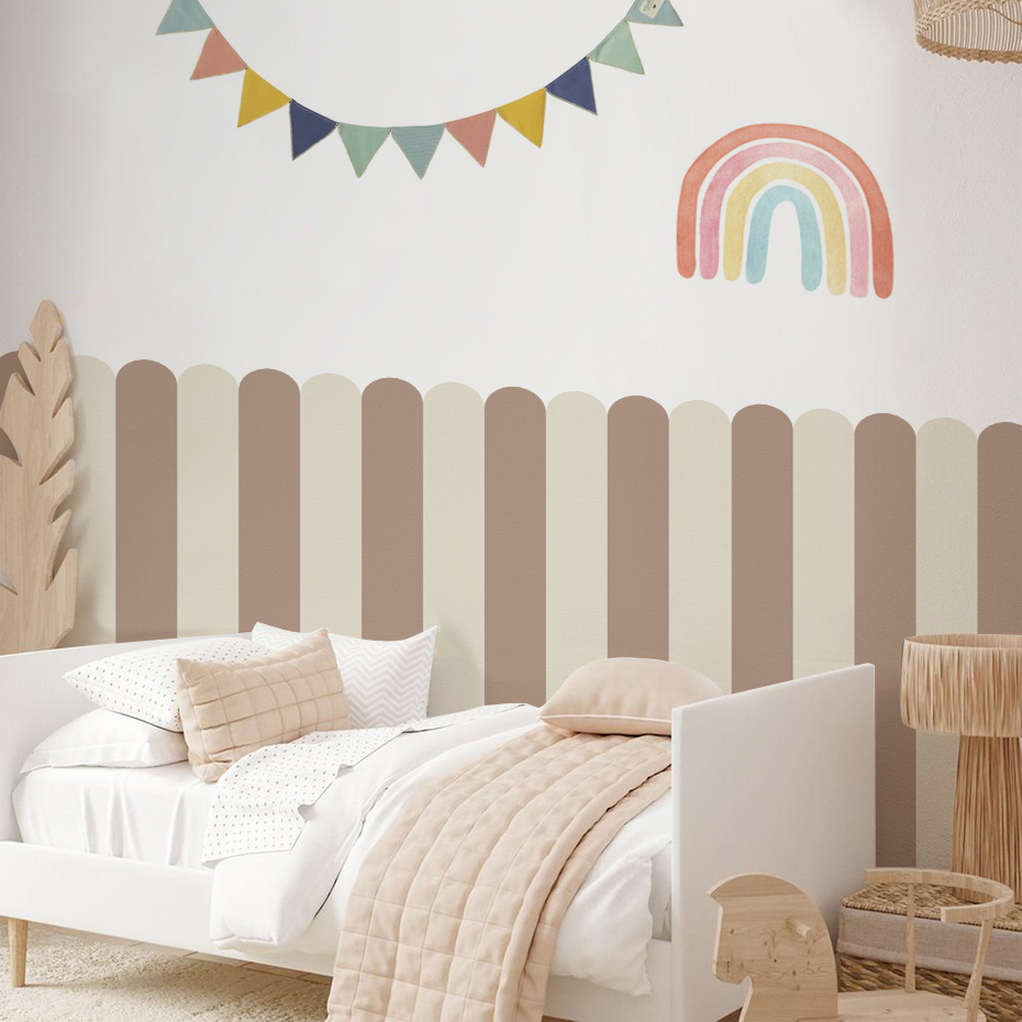 Baby Nursery Wall Decals - Mehrfarbige vertikal gestreifte Bogen-Tapete für Kinderzimmer,