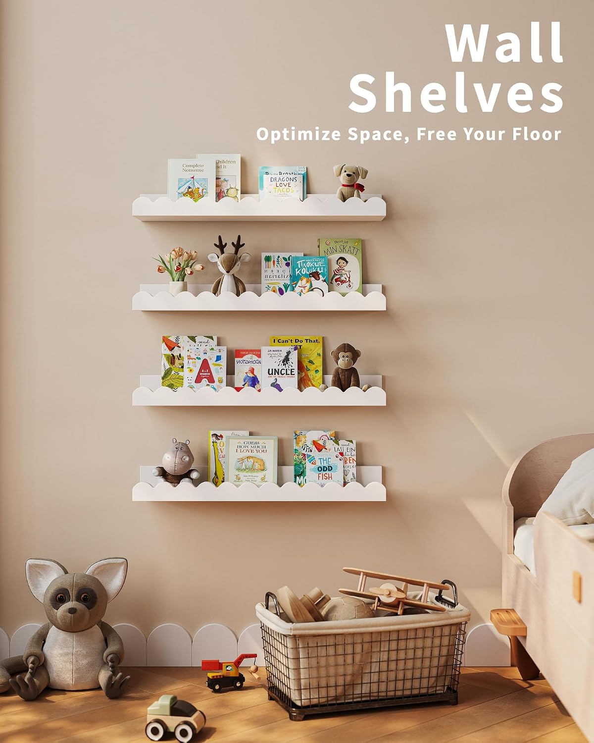 Set aus 4 weißen, gewellten, s – Baby Nursery Bookshelf Bewertung und Preis