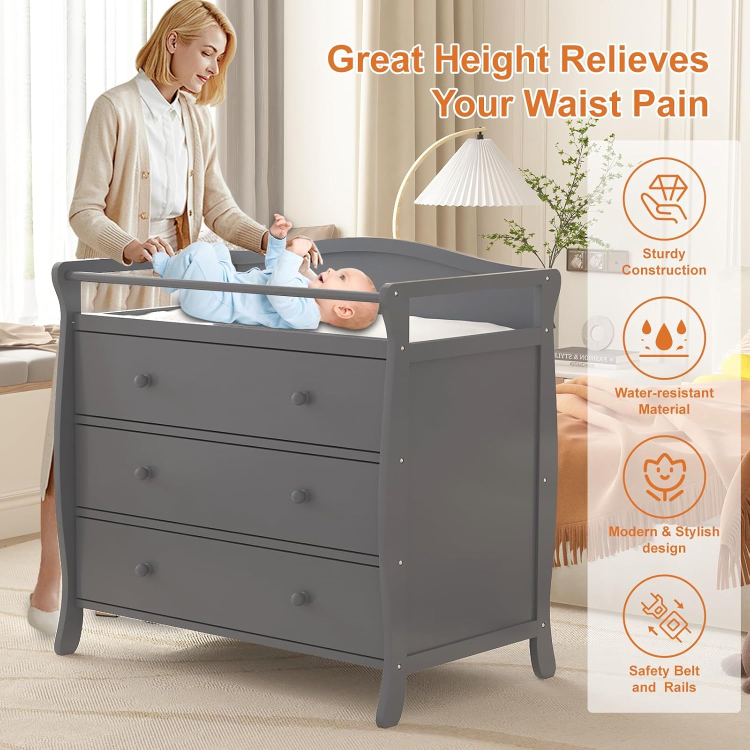 3-Schubladen-Wickeltisch aus H – Baby Nursery Table Bewertung und Preis