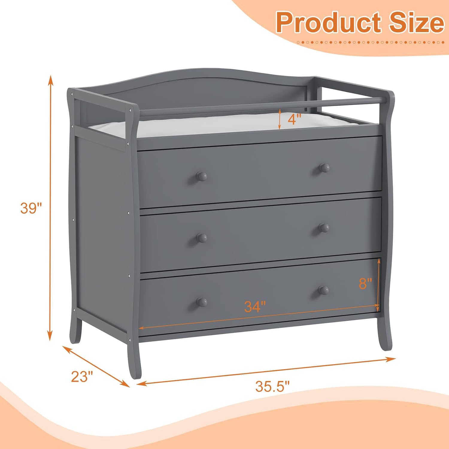 3-Schubladen-Wickeltisch aus H – Baby Nursery Table Bewertung und Preis