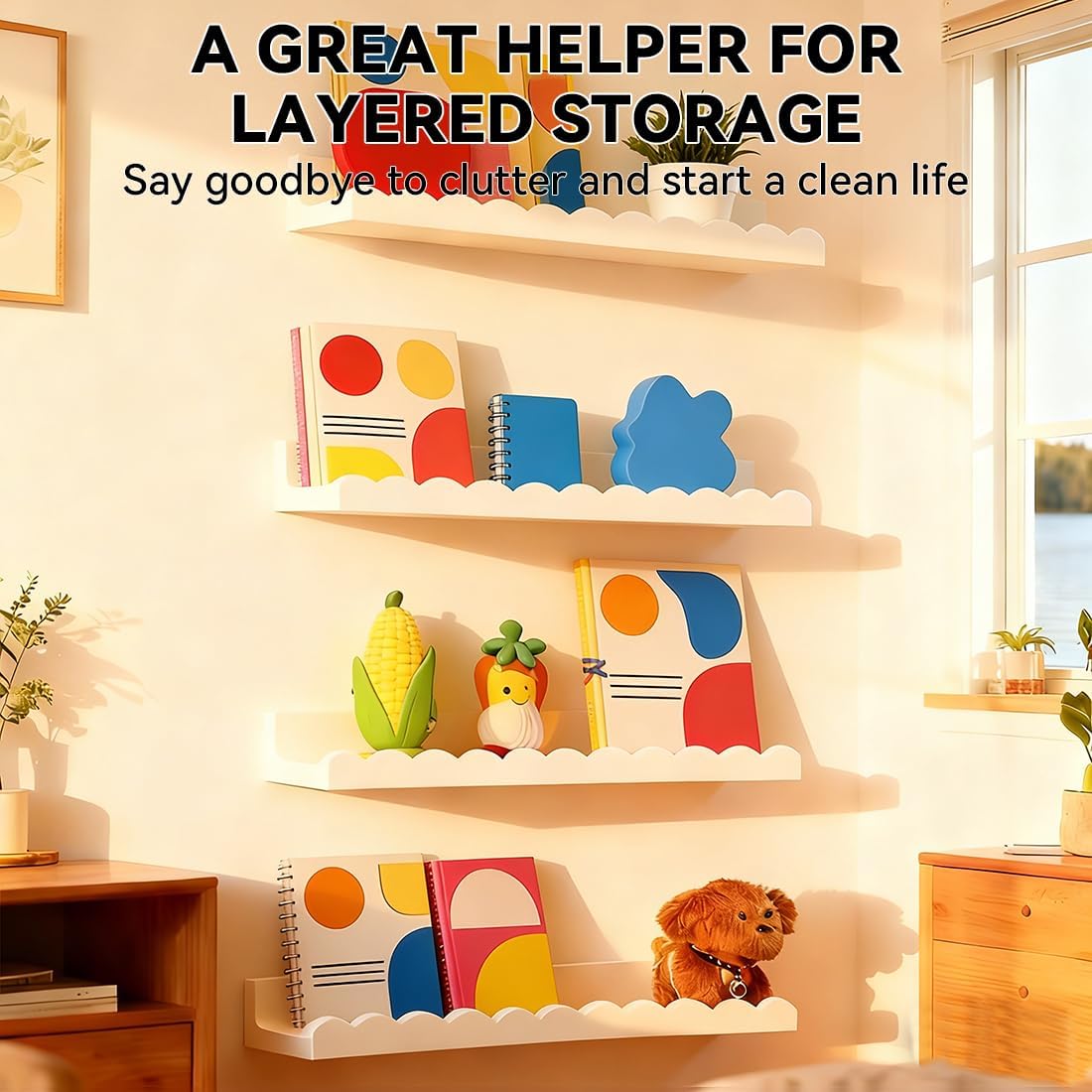 Set aus 4 weißen, gewellten, s – Baby Nursery Bookshelf Bewertung und Preis