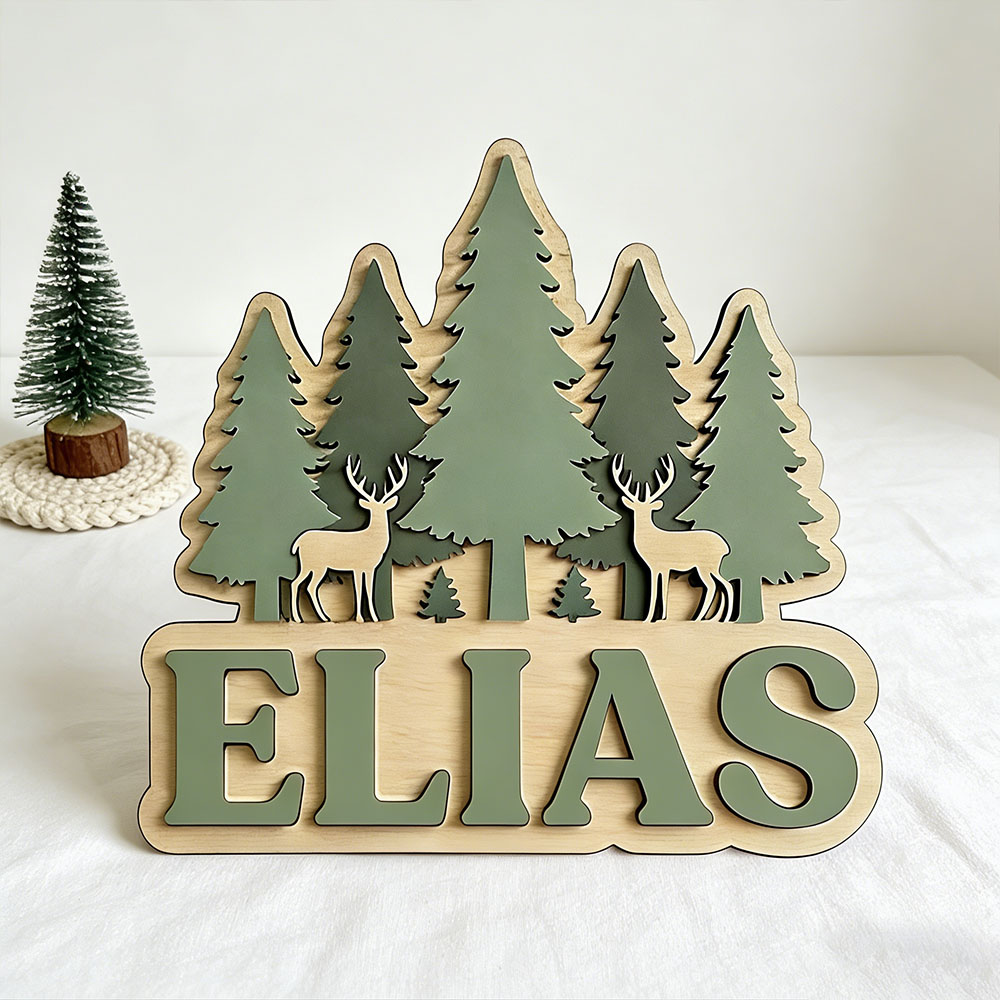 Personalisiertes Wald-Elch-Kie – Baby Nursery Mountain Theme Bewertung und Preis