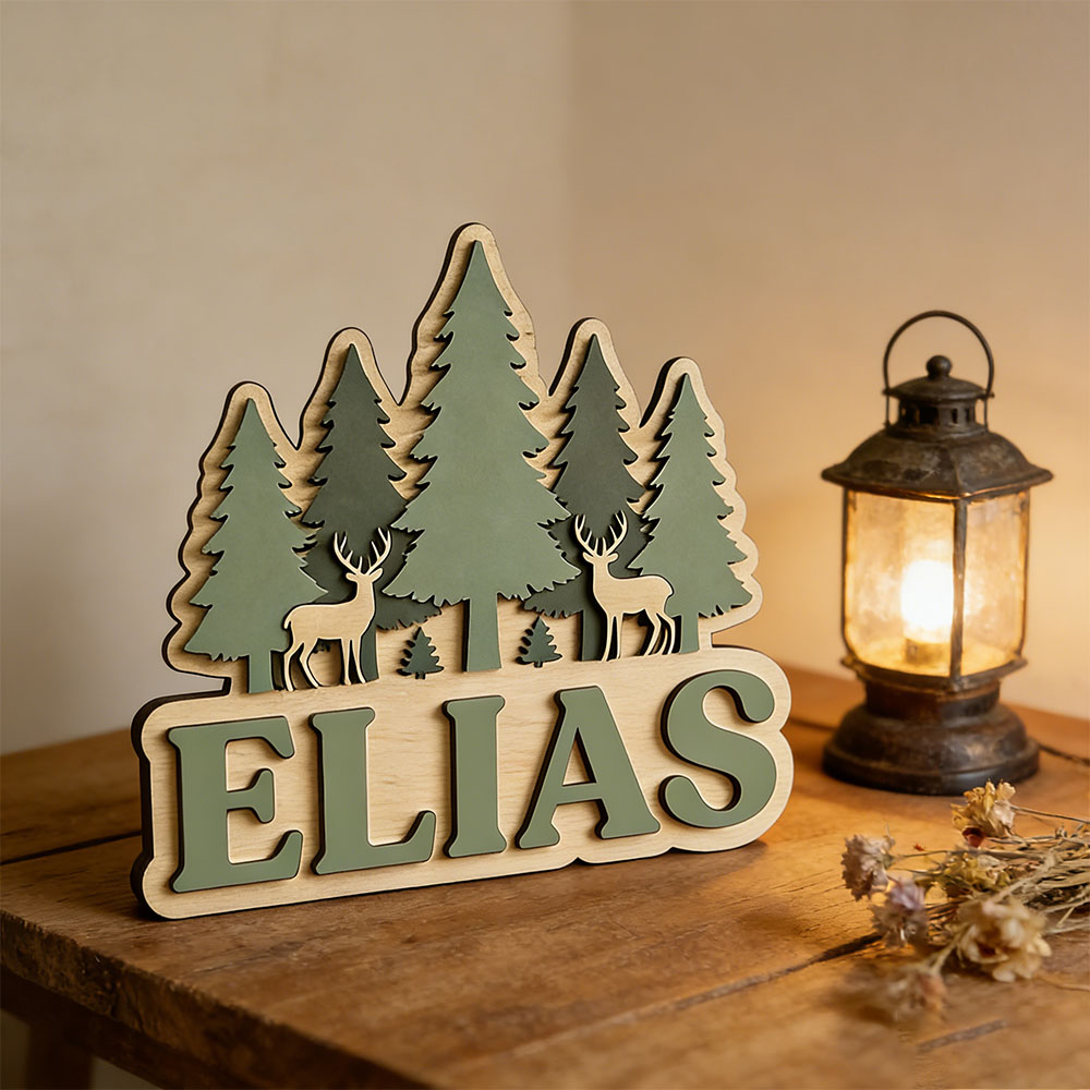 Personalisiertes Wald-Elch-Kie – Baby Nursery Mountain Theme Bewertung und Preis