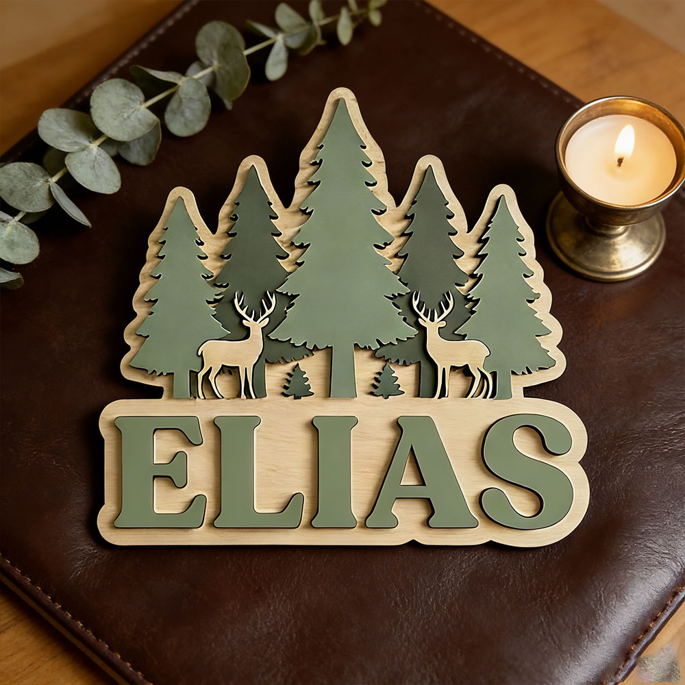 Personalisiertes Wald-Elch-Kie – Baby Nursery Mountain Theme Bewertung und Preis