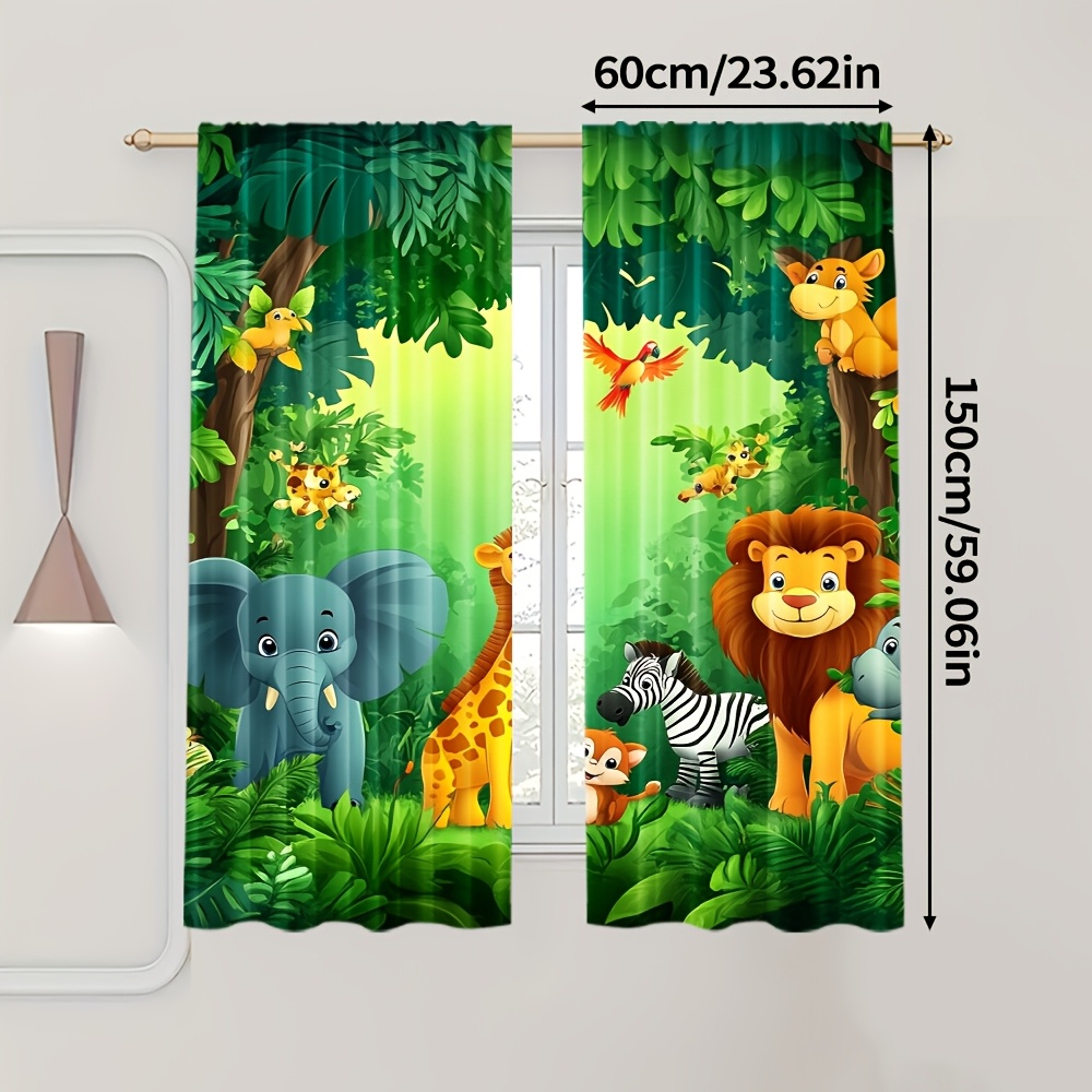 2 Stück Cartoon-Tier-Vorhänge  – Baby Nursery Jungle Animals Bewertung und Preis