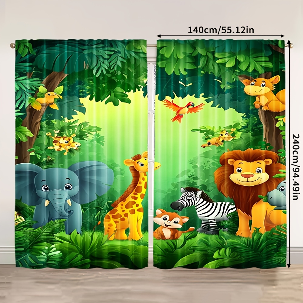 2 Stück Cartoon-Tier-Vorhänge  – Baby Nursery Jungle Animals Bewertung und Preis