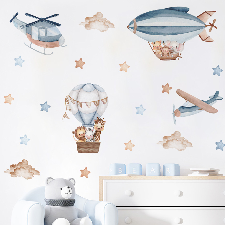 Aquarell Tiere Heißluftballon  – Baby Nursery Wall Decals Bewertung und Preis