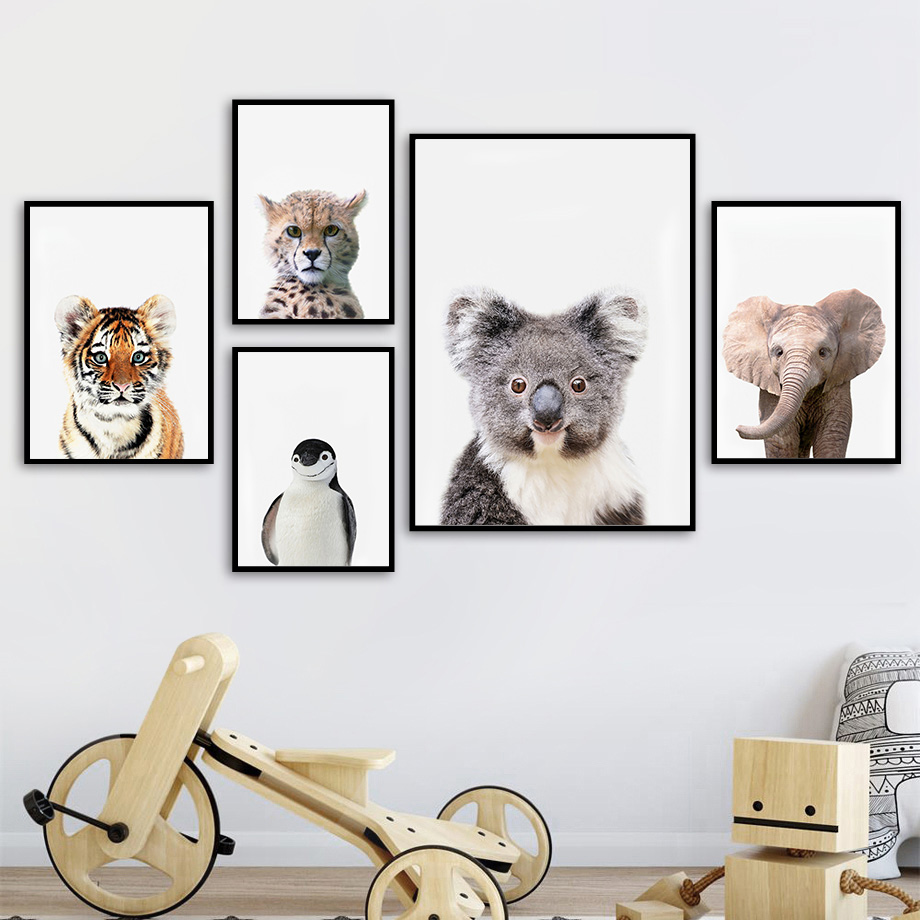 1 Stück rahmenlose Leinwandbil – Baby Nursery Jungle Animals Bewertung und Preis